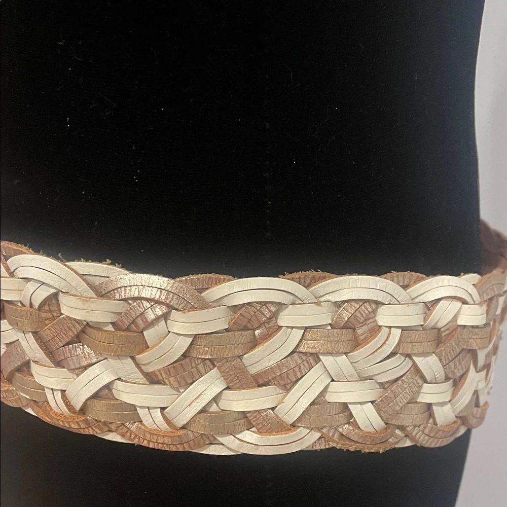 Braided Tan and Cream Belt express medium